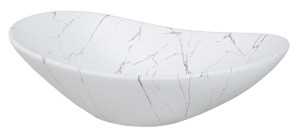 Umywalka nablatowa Lena 61x36 cm biała z marmurowym wzorem SELSEY