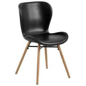 Krzesło Glena czarna ekoskóra na dębowych nóżkach SELSEY