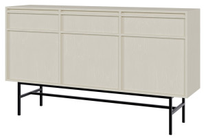 Komoda trzydrzwiowa Evo z szufladami i stelażem 154 cm Beż piaskowy SELSEY