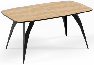 Stół rozkładany do jadalni Diffini 180-280x90 cm Dąb Craft z czarnymi nogami SELSEY