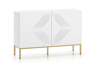 Komoda dwudrzwiowa Nebbato 114 cm biała ze złotym stelażem SELSEY