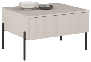 Ława kawowa Ore z szufladą 70x60 cm kaszmir z ryflowanym frontem SELSEY