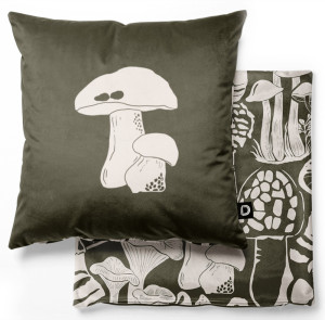 Poduszka dekoracyjna Autumn 40x40 cm grzyby na ciemnym tle SELSEY