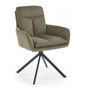 Krzesło tapicerowane Linuet oliwkowe na obrotowej podstawie SELSEY