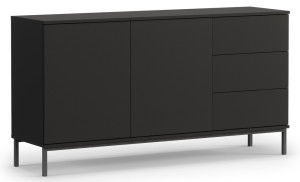 Komoda dwudrzwiowa Perila 150 cm z szufladami czarna SELSEY