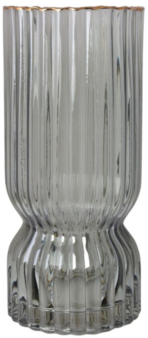 Wazon Durhes szklany szary ze złotym rantem SELSEY