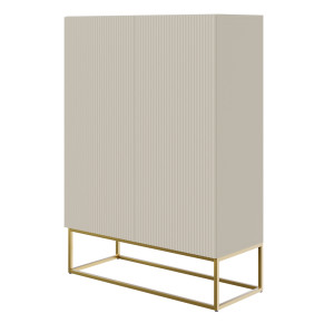 Modna Komoda dwudrzwiowa Veldio  90 cm Szary beż ze złotymi nogami  polski design, super cena, ekspresowa dostawa