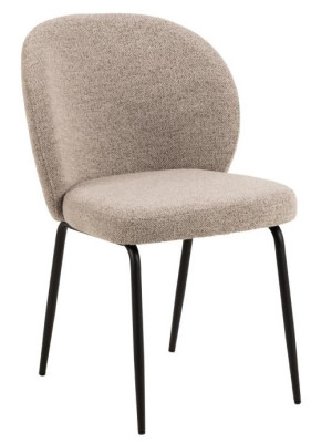 Krzesło tapicerowane Chinmoy beżowe z oparciem na metalowych nóżkach boucle SELSEY