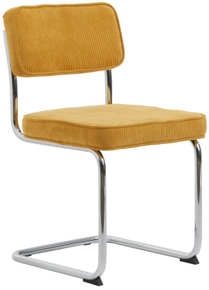 Krzesło tapicerowane Dessaus na chromowanej podstawie żółte SELSEY