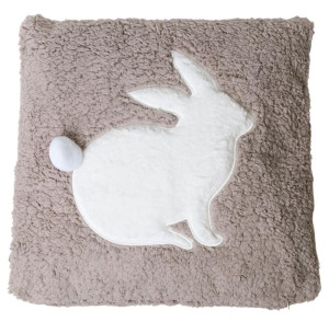 Poduszka dekoracyjna Blunid 40x40 cm beżowa z królikiem SELSEY