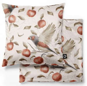 Poduszka dekoracyjna Nature 40x40 cm ptaki i jabłka SELSEY