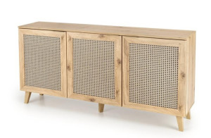 Komoda trzydrzwiowa Trivilla dąb artisan/ plecionka wiedeńska SELSEY