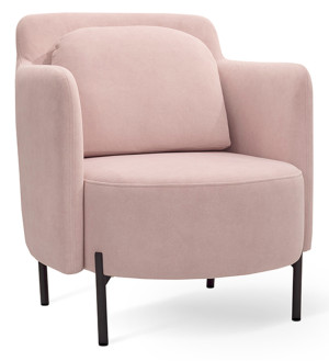 Fotel kubełkowy Venessel różowy welur łatwoczyszczący na czarnych nóżkach SELSEY