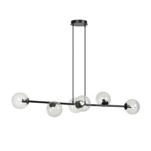 Lampa wisząca Sulmona czarna z transparentnymi kloszami x6 SELSEY