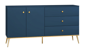 Komoda dwudrzwiowa Maturie z trzema szufladami 160 cm Granatowy SELSEY