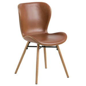 Krzesło Glena brązowa ekoskóra na dębowych nóżkach SELSEY