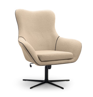 Fotel obrotowy Tumbo w tkaninie boucle beżowy SELSEY