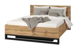 Łóżko Feliks ze stelażem i pojemnikiem na pościel 160 cm Dąb wotan SELSEY