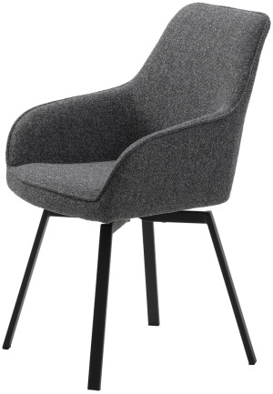 Krzesło tapicerowane Bebese obrotowe na czarnych nogach melanż grafitowy SELSEY