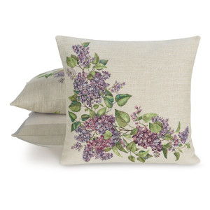 Poduszka dekoracyjna Lavendes 45x45 cm kremowa w kwiaty SELSEY