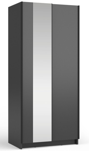 Szafa przesuwna Fiaso dwudrzwiowa z lustrem 80 cm czarna SELSEY