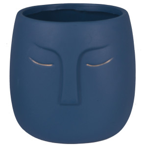 Doniczka ceramiczna Rizined twarz granatowa SELSEY