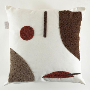 Poduszka Craft 43x43 cm lniana biało-brązowa SELSEY