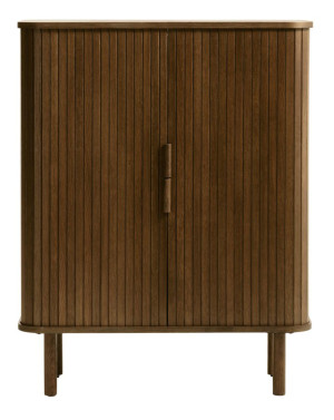 Wysoka komoda Nezka lamele dąb palony SELSEY