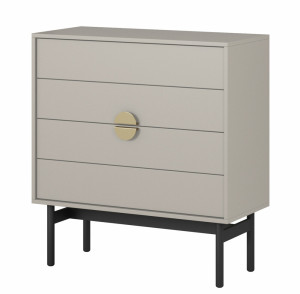 Komoda Stoon z czterema szufladami 85 cm Szary beż SELSEY