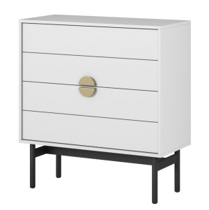 Komoda Stoon z czterema szufladami 85 cm Biała SELSEY