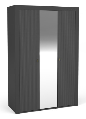 Szafa trzydrzwiowa Lammila z lustrem 132 cm czarny SELSEY