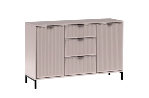 Komoda dwudrzwiowa Passimo 135cm z trzema szufladami szarobeżowa SELSEY