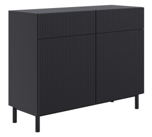 Modna Komoda dwudrzwiowa Veldio New  z dwiema szufladami 100 cm czarna  polski design, super cena, ekspresowa dostawa
