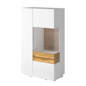 Komoda dwudrzwiowa Galaka wysoka prawa Biały połysk / Dąb wotan SELSEY