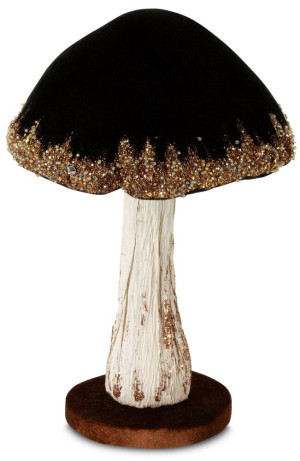 Figurka Grzybek 26 cm czarno-złoty SELSEY