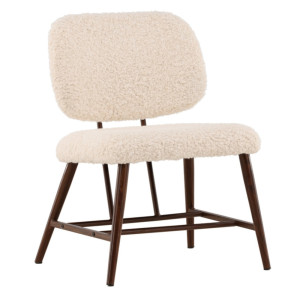 Krzesło tapicerowane Tutice w tkaninie boucle białe SELSEY