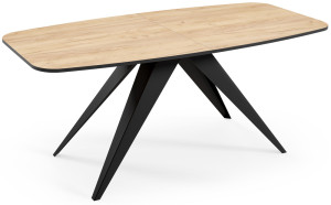Stół rozkładany do jadalni Ferrory 180-218x90 cm Dąb Craft z czarnymi nogami SELSEY