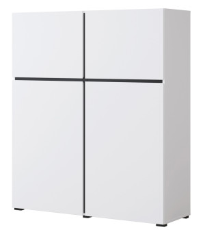 Komoda Kruzoe 139 cm z dwiema szufladami i dwiema szafkami biała SELSEY