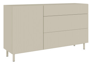 Modna Komoda jednodrzwiowa Veldio New  z trzema szufladami 140 cm szary beż  polski design, super cena, ekspresowa dostawa