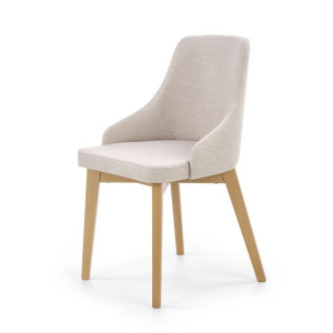 Krzesło tapicerowane Berlas kremowe - dąb miodowy SELSEY