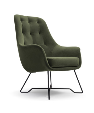 Fotel kubełkowy Meknes oliwkowy velvet łatwoczyszczący SELSEY