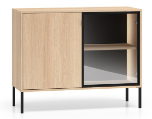 Komoda dwudrzwiowa Barnee z oświetleniem 107 cm dąb lindberg SELSEY