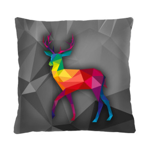 Poduszka dekoracyjna Diecca 40x40 cm z motywem kolorowego jelenia SELSEY