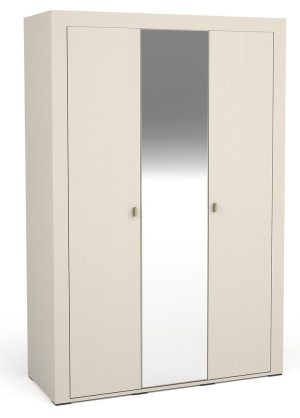 Szafa trzydrzwiowa Lammila z lustrem 132 cm szary beż SELSEY