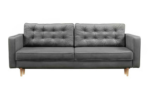 Kanapa rozkładana trzyosobowa Juttic z pojemnikiem szara welwet SELSEY