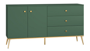 Komoda dwudrzwiowa Maturie z trzema szufladami 160 cm Zielony SELSEY