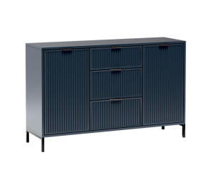 Komoda dwudrzwiowa Passimo 135cm z trzema szufladami ciemny granat SELSEY