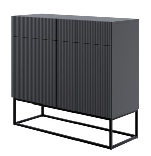 Modna Komoda dwudrzwiowa Veldio  z dwiema szufladami 100 cm Czarna z czarnymi nogami  polski design, super cena, ekspresowa dostawa
