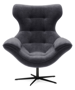 Fotel obrotowy Yoggie z podnóżkiem ciemnoszary welur łatwoczyszczący SELSEY