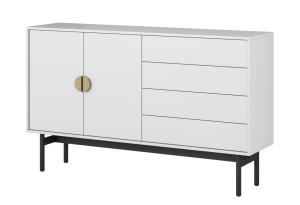 Komoda dwudrzwiowa Stoon z czterema szufladami 154 cm Biała SELSEY